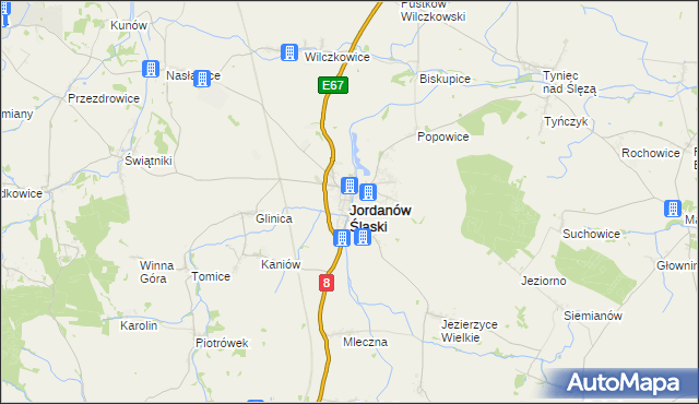 mapa Jordanów Śląski, Jordanów Śląski na mapie Targeo