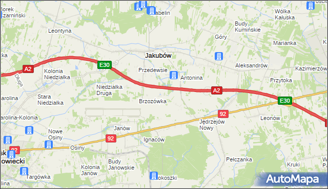 mapa Józefin gmina Jakubów, Józefin gmina Jakubów na mapie Targeo