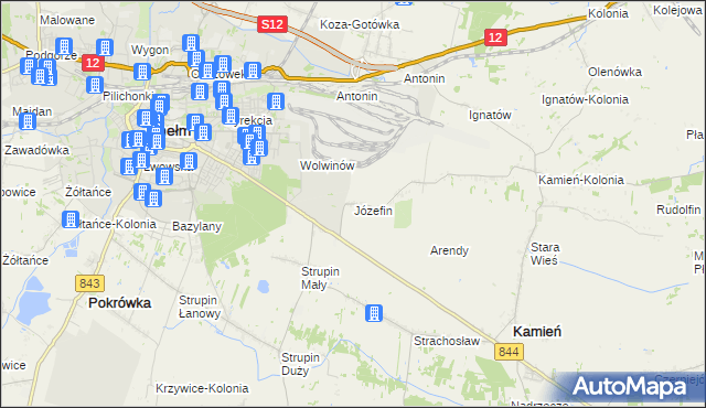 mapa Józefin gmina Kamień, Józefin gmina Kamień na mapie Targeo