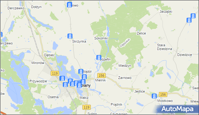 mapa Józefin gmina Lipiany, Józefin gmina Lipiany na mapie Targeo