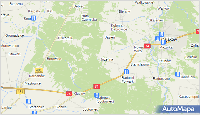 mapa Józefina gmina Osjaków, Józefina gmina Osjaków na mapie Targeo