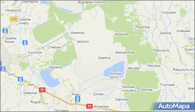 mapa Józefina gmina Przykona, Józefina gmina Przykona na mapie Targeo
