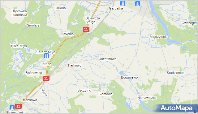 mapa Józefinowo gmina Rogoźno, Józefinowo gmina Rogoźno na mapie Targeo