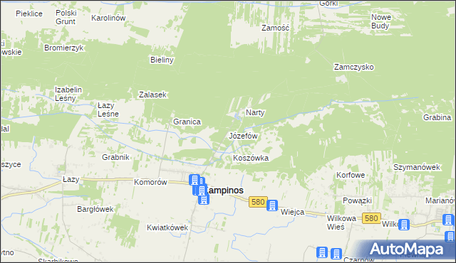 mapa Józefów gmina Kampinos, Józefów gmina Kampinos na mapie Targeo