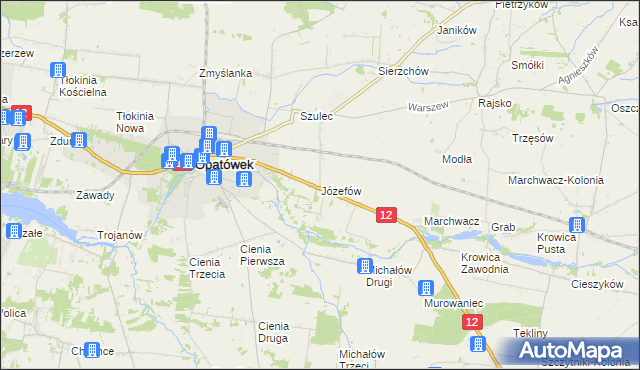 mapa Józefów gmina Opatówek, Józefów gmina Opatówek na mapie Targeo