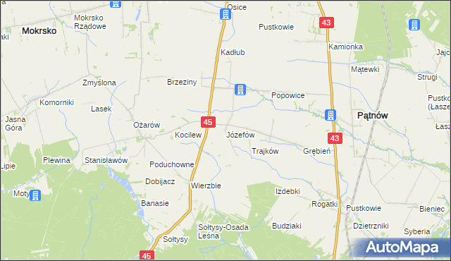 mapa Józefów gmina Pątnów, Józefów gmina Pątnów na mapie Targeo