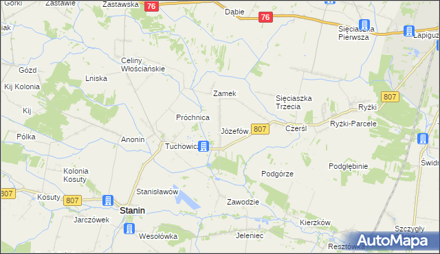 mapa Józefów gmina Stanin, Józefów gmina Stanin na mapie Targeo
