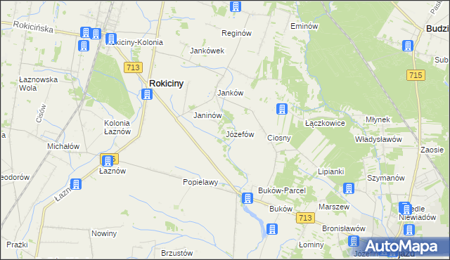 mapa Józefów gmina Ujazd, Józefów gmina Ujazd na mapie Targeo