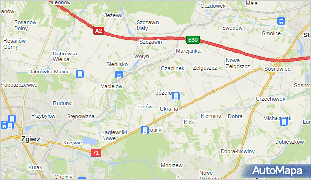 mapa Józefów gmina Zgierz, Józefów gmina Zgierz na mapie Targeo