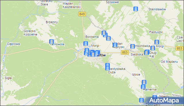 mapa Józefów powiat biłgorajski, Józefów powiat biłgorajski na mapie Targeo