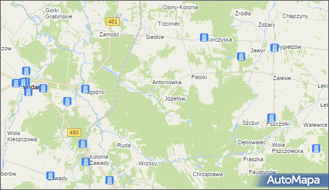 mapa Józefów Widawski, Józefów Widawski na mapie Targeo