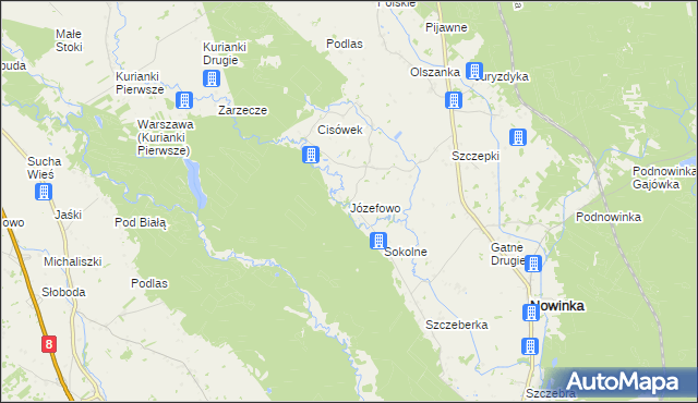 mapa Józefowo gmina Nowinka, Józefowo gmina Nowinka na mapie Targeo
