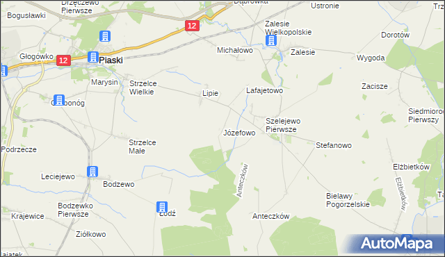 mapa Józefowo gmina Piaski, Józefowo gmina Piaski na mapie Targeo