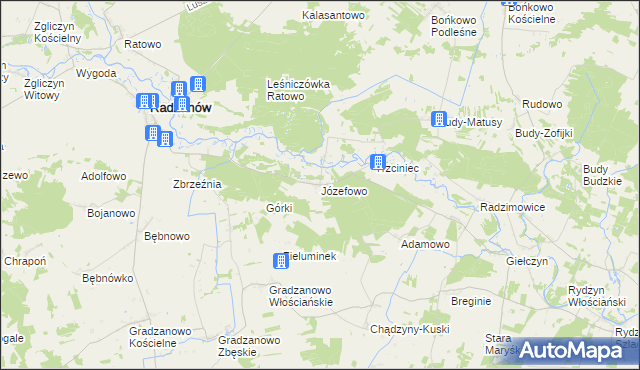 mapa Józefowo gmina Radzanów, Józefowo gmina Radzanów na mapie Targeo