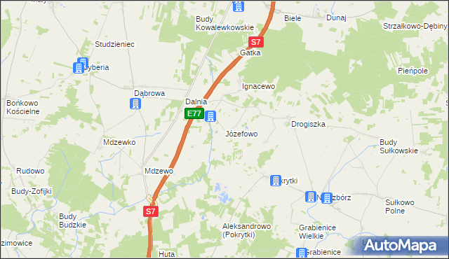 mapa Józefowo gmina Strzegowo, Józefowo gmina Strzegowo na mapie Targeo