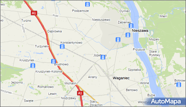 mapa Józefowo gmina Waganiec, Józefowo gmina Waganiec na mapie Targeo