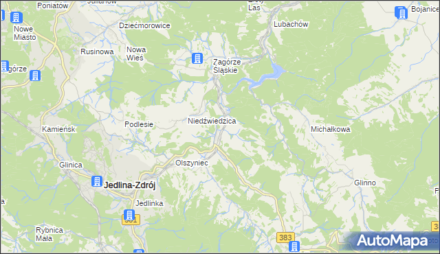 mapa Jugowice gmina Walim, Jugowice gmina Walim na mapie Targeo