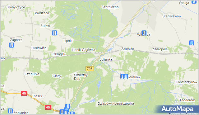mapa Julianka gmina Przyrów, Julianka gmina Przyrów na mapie Targeo