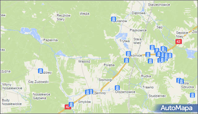 mapa Julianów gmina Fałków, Julianów gmina Fałków na mapie Targeo