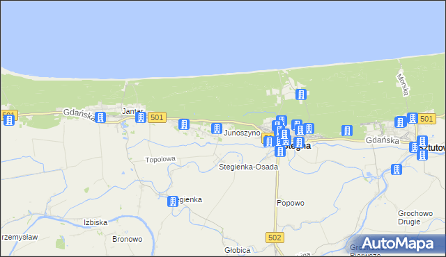 mapa Junoszyno, Junoszyno na mapie Targeo