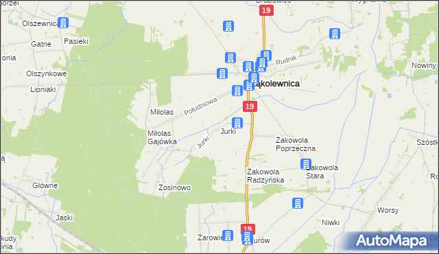 mapa Jurki gmina Kąkolewnica, Jurki gmina Kąkolewnica na mapie Targeo