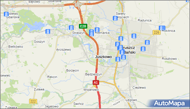 mapa Juszkowo, Juszkowo na mapie Targeo