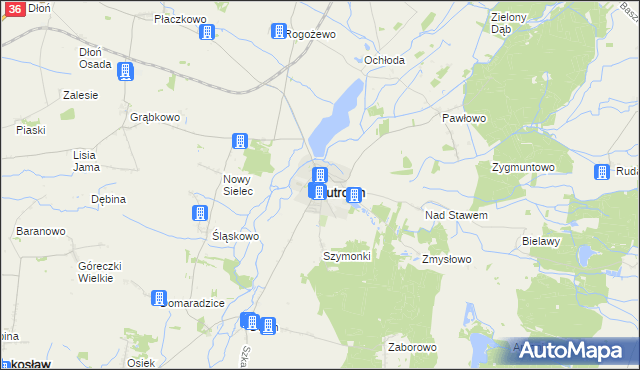 mapa Jutrosin powiat rawicki, Jutrosin powiat rawicki na mapie Targeo