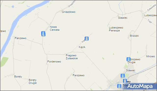 mapa Kącik gmina Nowy Staw, Kącik gmina Nowy Staw na mapie Targeo