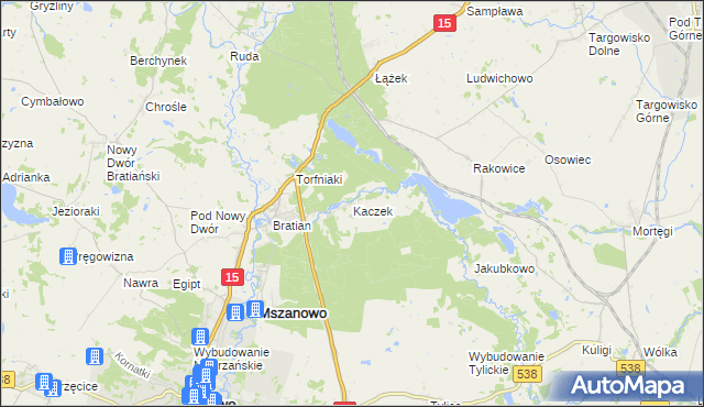 mapa Kaczek, Kaczek na mapie Targeo