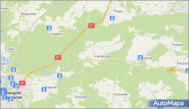 mapa Kaczenice, Kaczenice na mapie Targeo