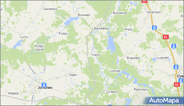 mapa Kajny, Kajny na mapie Targeo