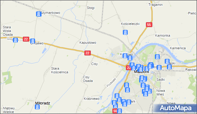 mapa Kałdowo gmina Malbork, Kałdowo gmina Malbork na mapie Targeo
