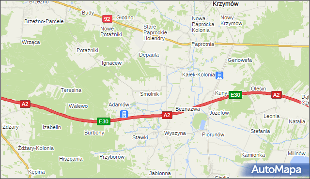 mapa Kałek gmina Krzymów, Kałek gmina Krzymów na mapie Targeo