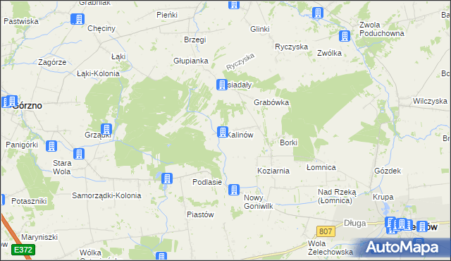mapa Kalinów gmina Żelechów, Kalinów gmina Żelechów na mapie Targeo