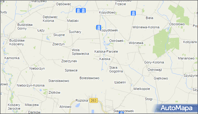 mapa Kaliska gmina Wilczyn, Kaliska gmina Wilczyn na mapie Targeo