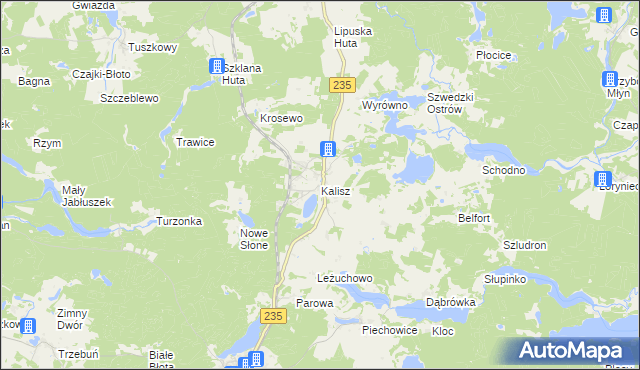 mapa Kalisz gmina Dziemiany, Kalisz gmina Dziemiany na mapie Targeo
