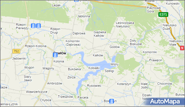 mapa Kałków gmina Pawłów, Kałków gmina Pawłów na mapie Targeo