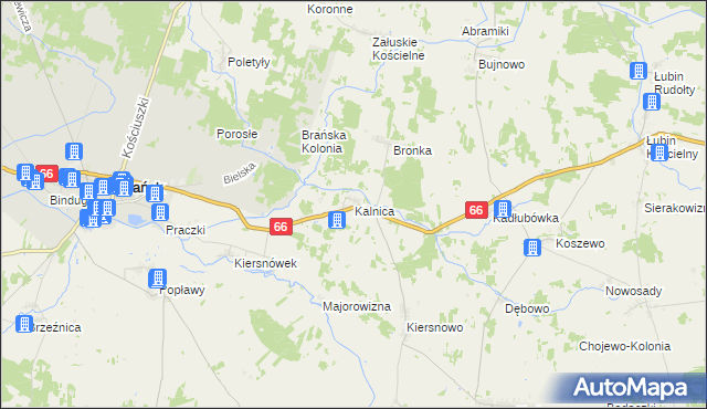 mapa Kalnica gmina Brańsk, Kalnica gmina Brańsk na mapie Targeo