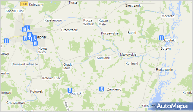 mapa Kamianki gmina Jedwabne, Kamianki gmina Jedwabne na mapie Targeo