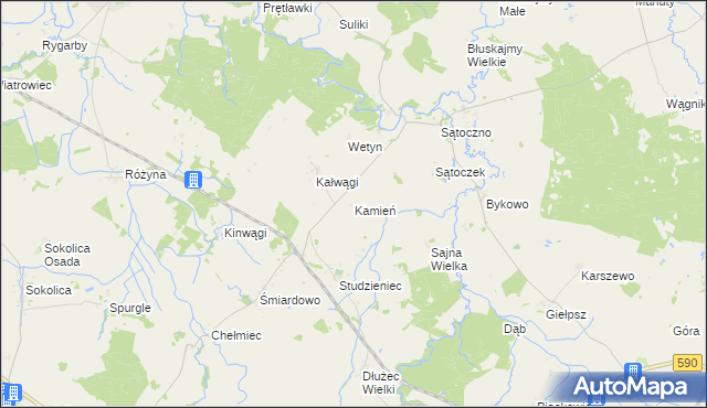 mapa Kamień gmina Korsze, Kamień gmina Korsze na mapie Targeo