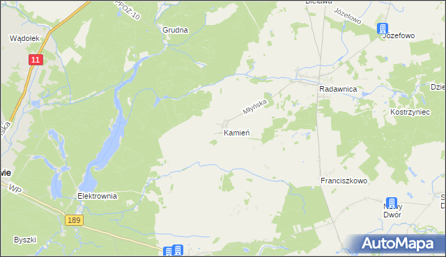 mapa Kamień gmina Złotów, Kamień gmina Złotów na mapie Targeo