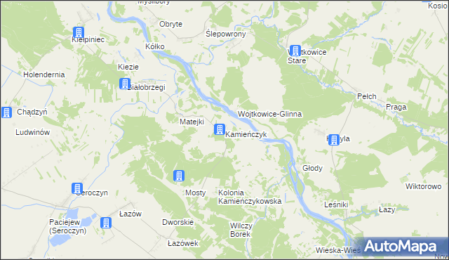 mapa Kamieńczyk gmina Sterdyń, Kamieńczyk gmina Sterdyń na mapie Targeo
