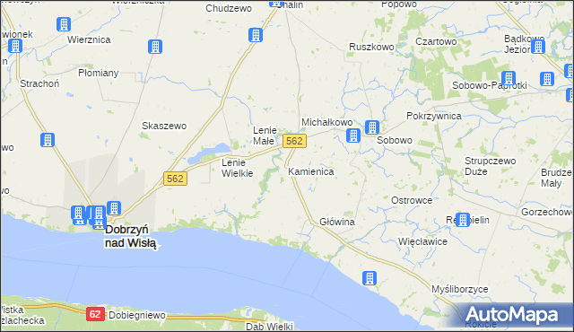 mapa Kamienica gmina Dobrzyń nad Wisłą, Kamienica gmina Dobrzyń nad Wisłą na mapie Targeo