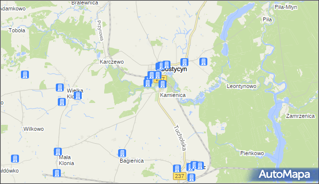 mapa Kamienica gmina Gostycyn, Kamienica gmina Gostycyn na mapie Targeo