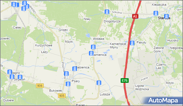 mapa Kamienica gmina Woźniki, Kamienica gmina Woźniki na mapie Targeo