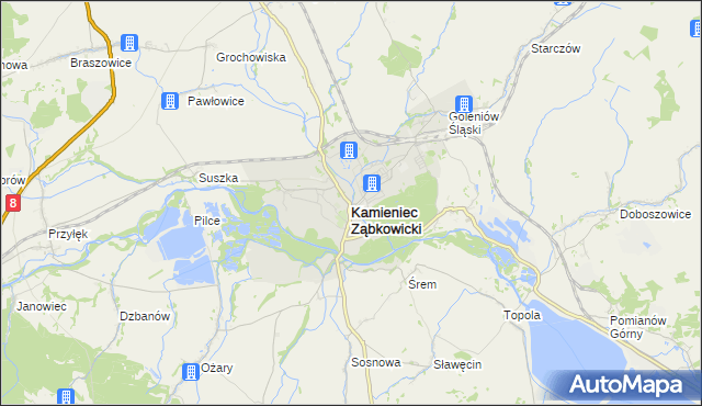 mapa Kamieniec Ząbkowicki, Kamieniec Ząbkowicki na mapie Targeo