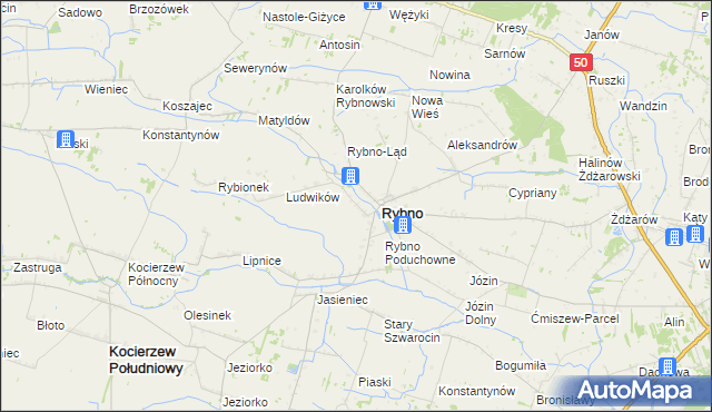 mapa Kamieńszczyzna gmina Rybno, Kamieńszczyzna gmina Rybno na mapie Targeo