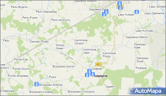 mapa Kamińskie Jaski, Kamińskie Jaski na mapie Targeo