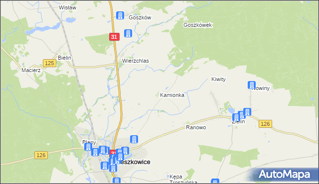 mapa Kamionka gmina Mieszkowice, Kamionka gmina Mieszkowice na mapie Targeo