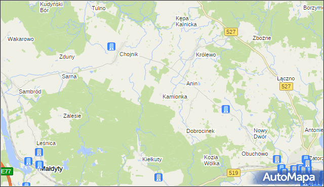 mapa Kamionka gmina Morąg, Kamionka gmina Morąg na mapie Targeo